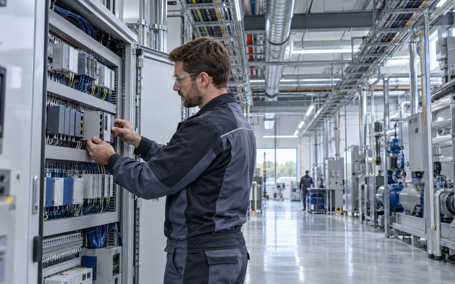 Técnico amplia a infraestrutura de automação em ambiente industrial