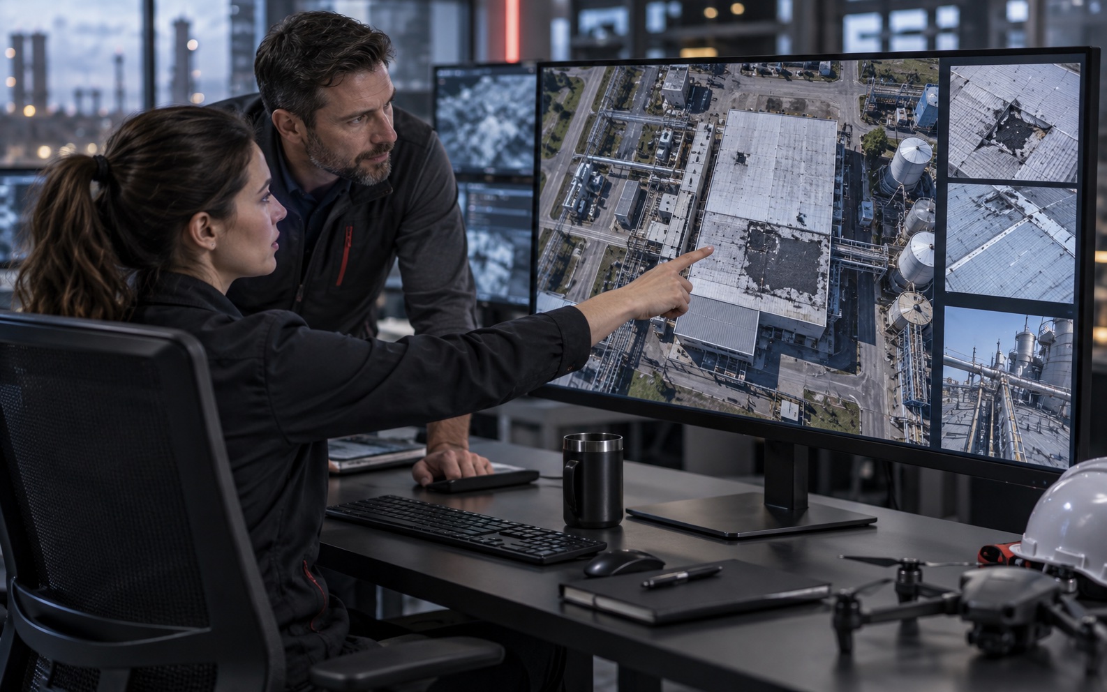 Equipe analisa imagens aéreas para identificar pontos de atenção