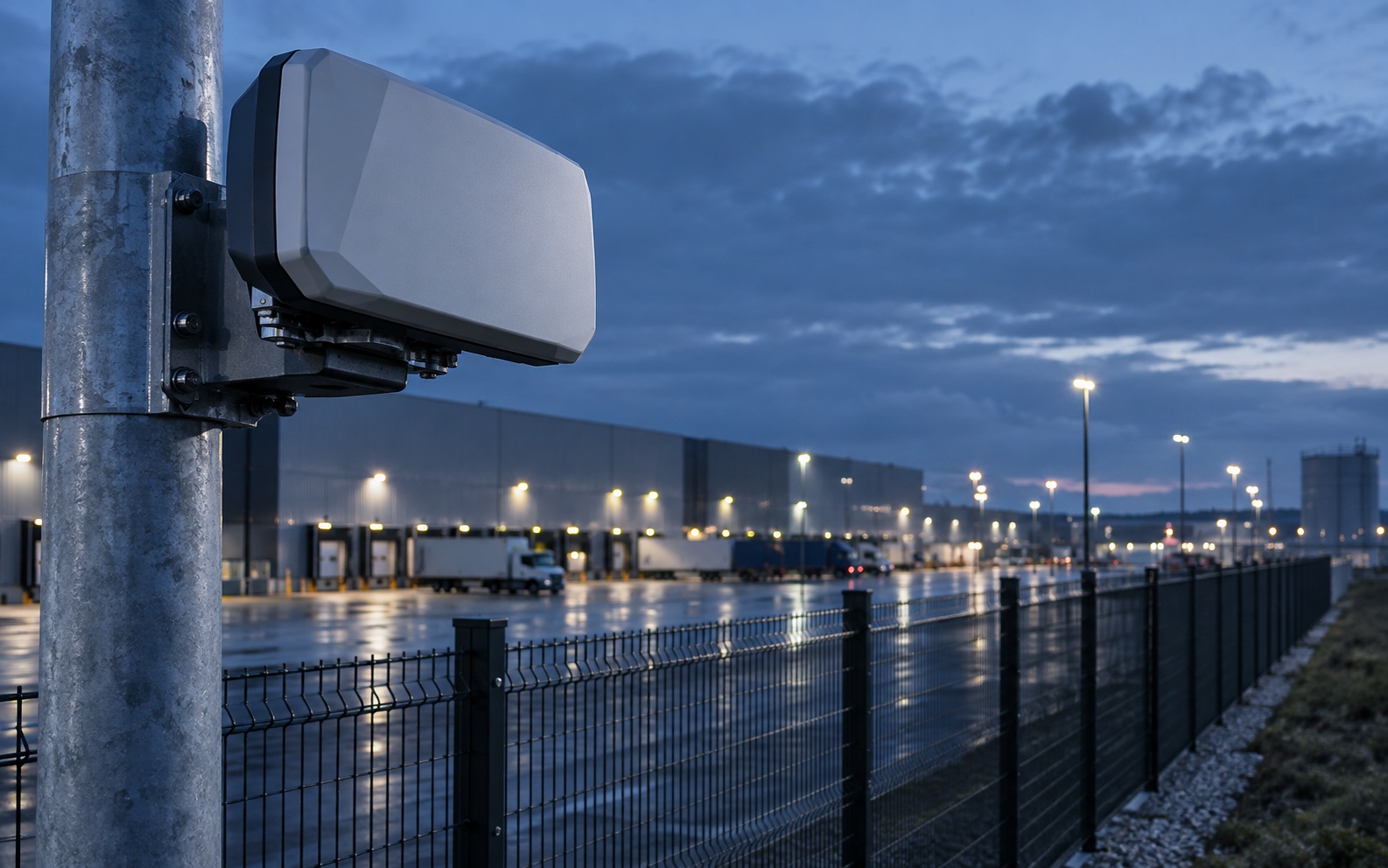 Radar instalado junto ao perímetro industrial
